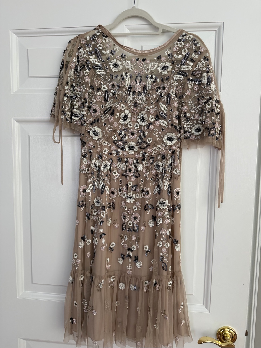 Needle & Thread Nude Tulle Midi Dress — image 2 of 6
